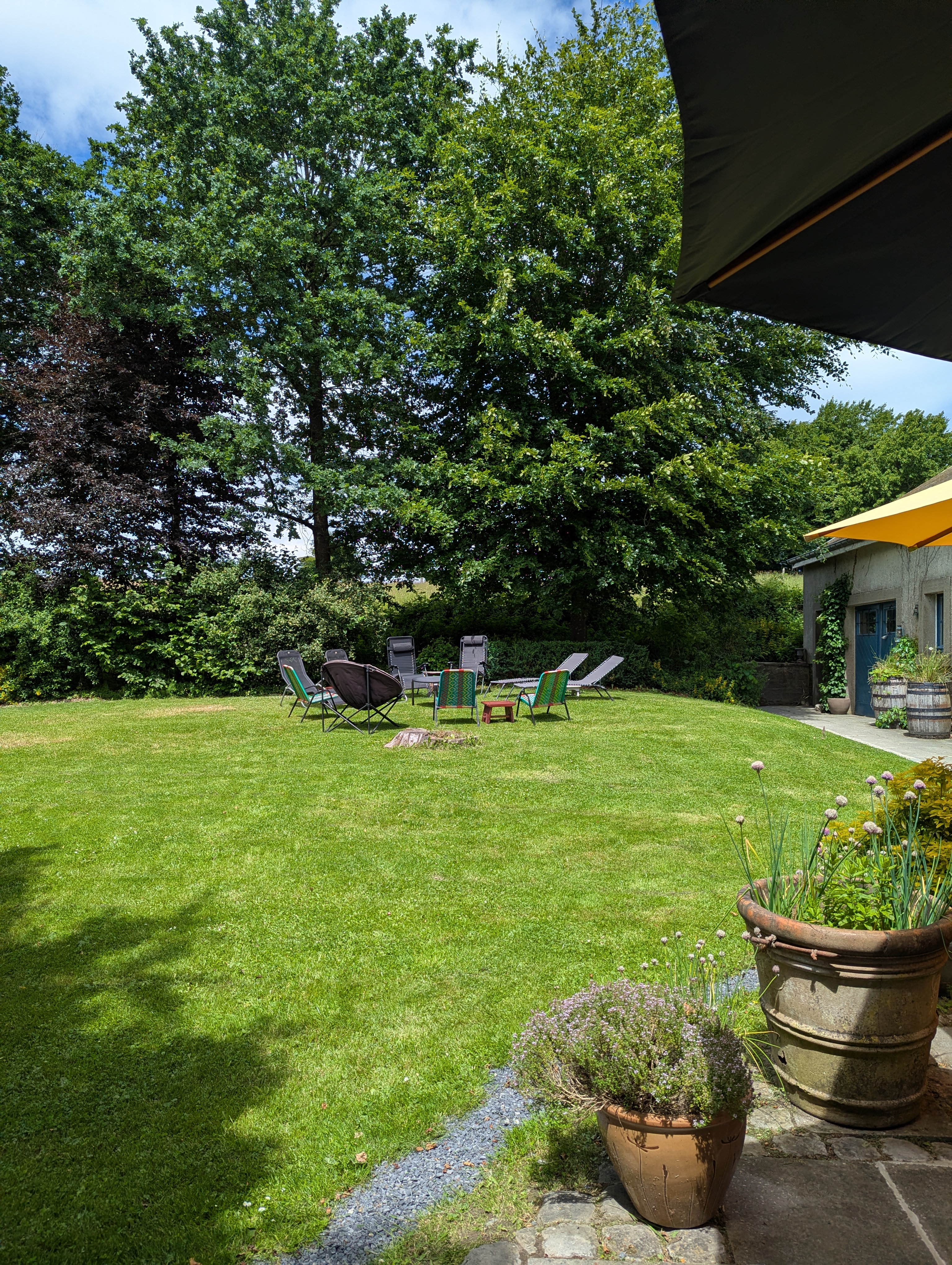 Le jardin est une oasis de paix et de tranquilité, couvert d'arbres centenaires et rustiques